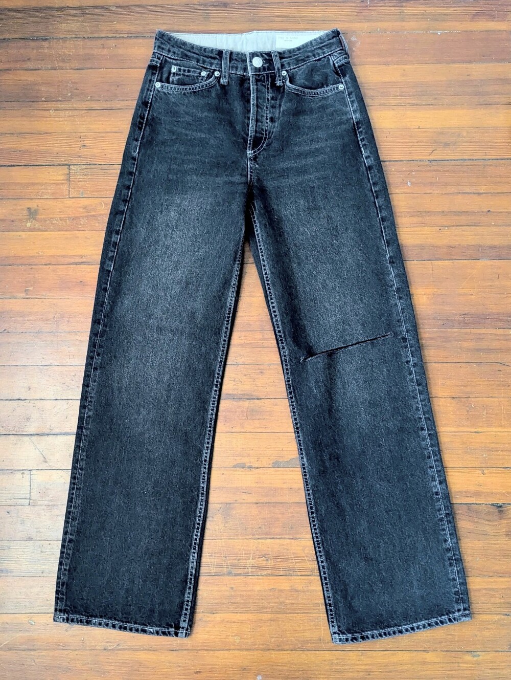 Rag & Bone Logan Wide Leg Jeans Filmore With Holes 24